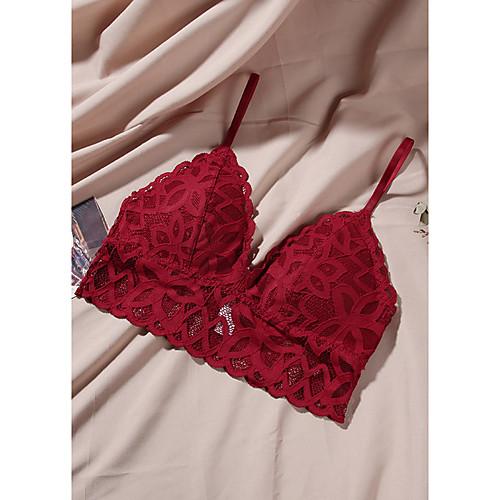 

Women's Bras & Bralettes Wireless Triangle Cup Solid Color Sexy Wine