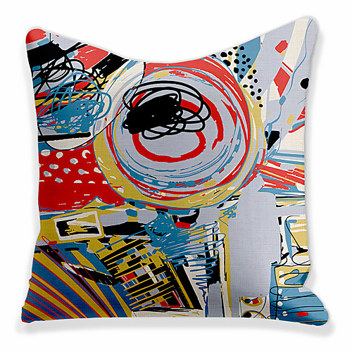 

Cushion Cover 1 Pc Faux Linen Soft Decorative Square Pillowcase for Sofa Bedroom 45 x 45 cm (18 x 18 Inch) Abstract Superior Quality Patio Throw Pillow Covers for Garden Farmhouse Bench Couch