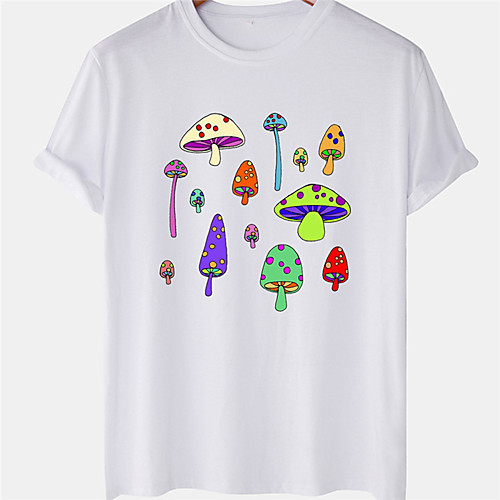 

Men's Unisex Tee T shirt Hot Stamping Mushroom Plus Size Short Sleeve Casual Tops 100% Cotton Basic Designer Big and Tall White Black Yellow