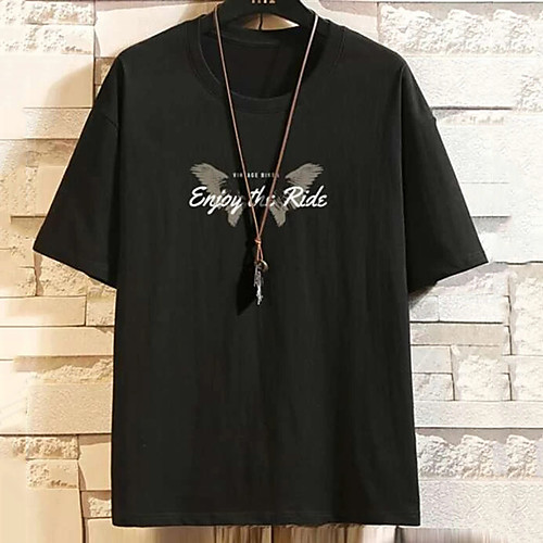 

Men's Unisex Tee T shirt Hot Stamping Graphic Prints Letter Plus Size Print Short Sleeve Casual Tops 100% Cotton Basic Designer Big and Tall Black