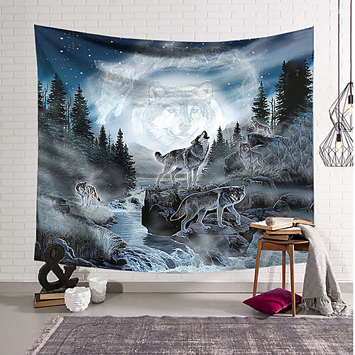 

3D Wolf Wall Tapestry Art Decor Blanket Curtain Hanging Home Bedroom Living Room Decoration Polyester