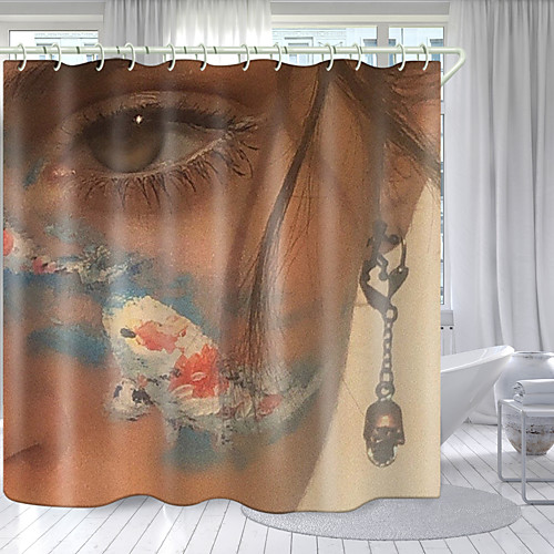 

Man Face Fish Digital Printing Shower Curtain Shower Curtains Hooks Modern Polyester New Design 72 Inch