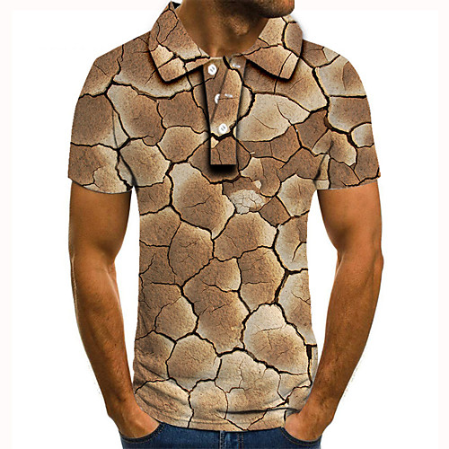 

Men's Golf Shirt Tennis Shirt 3D Print Geometric Graphic Prints Button-Down Short Sleeve Street Tops Casual Fashion Cool Brown / Sports