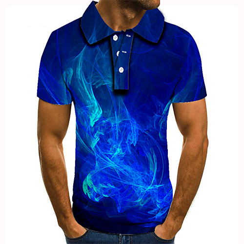 

Men's Golf Shirt Tennis Shirt 3D Print Graphic Prints Streamer Button-Down Short Sleeve Street Tops Casual Fashion Cool Blue / Sports