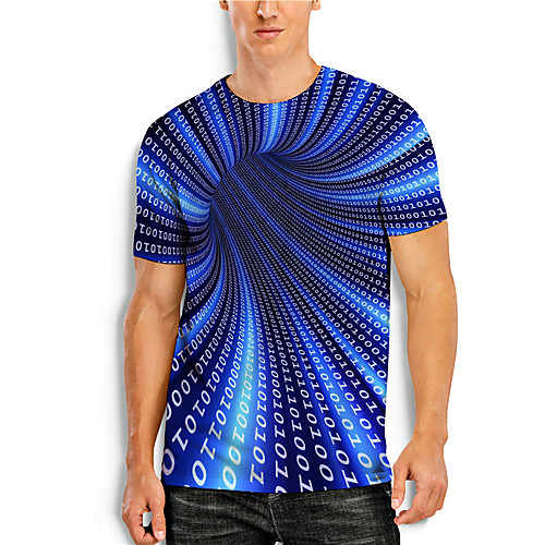 

Men's Tees T shirt 3D Print 3D Graphic Prints Print Short Sleeve Daily Tops Casual Designer Big and Tall Blue