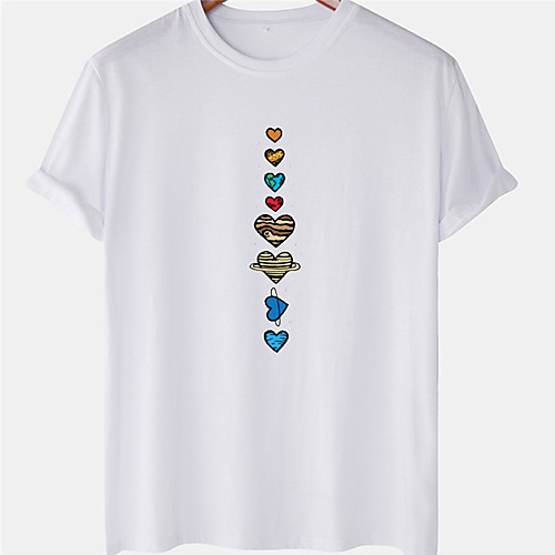 

Men's Unisex Tee T shirt Hot Stamping Heart Plus Size Short Sleeve Casual Tops 100% Cotton Basic Designer Big and Tall White Black Yellow