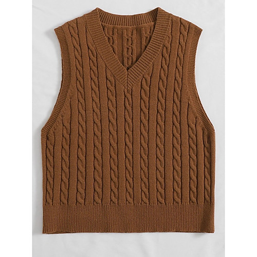

Women's Knitted Solid Color Vest Sleeveless Sweater Cardigans V Neck Fall Spring White Black Blue