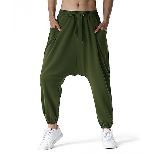 

Men's Hip-Hop Chino Outdoor Sports Casual Harem Culotte Pants Solid Colored Full Length Pocket Black Army Green Navy Blue