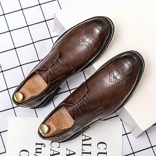 

Men's Oxfords Leather Shoes Printed Oxfords Business Casual Classic Daily Party & Evening Nappa Leather Cowhide Non-slipping Wear Proof Booties / Ankle Boots Black Brown Spring Summer