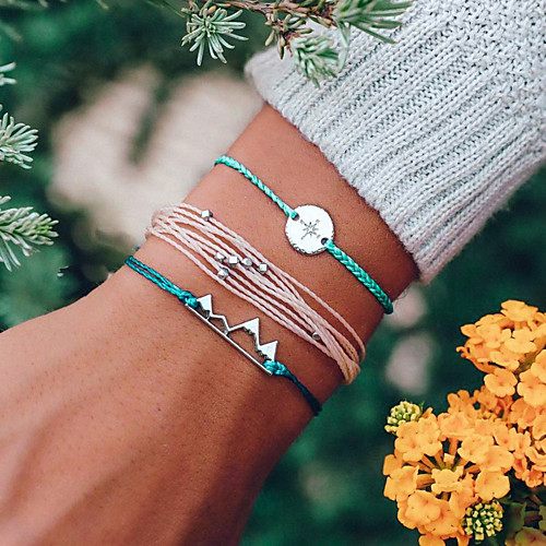 

beaded bracelet mountains compass wax rope multi-piece female five-piece bracelet