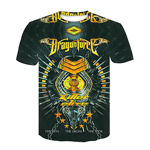 

Men's T shirt 3D Print 3D Rivet Mesh Short Sleeve Casual Tops Light Yellow Black Yellow