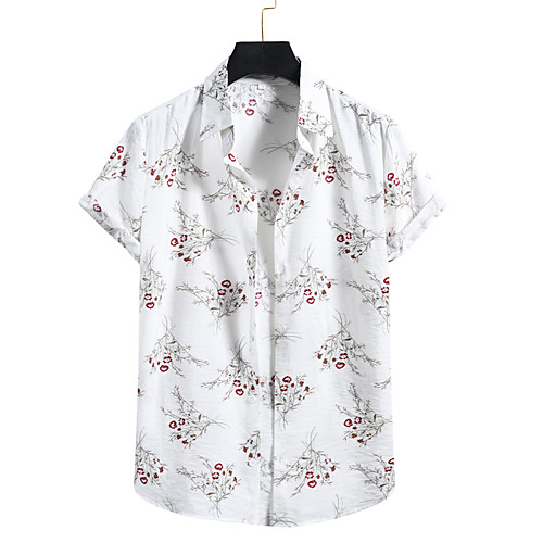 

Men's Shirt Graphic Short Sleeve Casual Tops White Yellow Beige