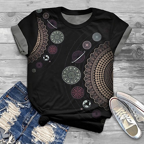 

Women's Plus Size Tops T shirt Graphic Print Short Sleeve Crewneck Basic Black Big Size XL XXL 3XL 4XL 5XL