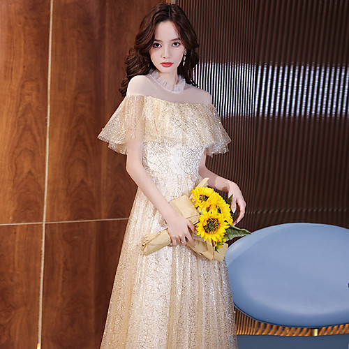 

champagne evening dress female 2021 new birthday party atmosphere fairy student elegant long dress