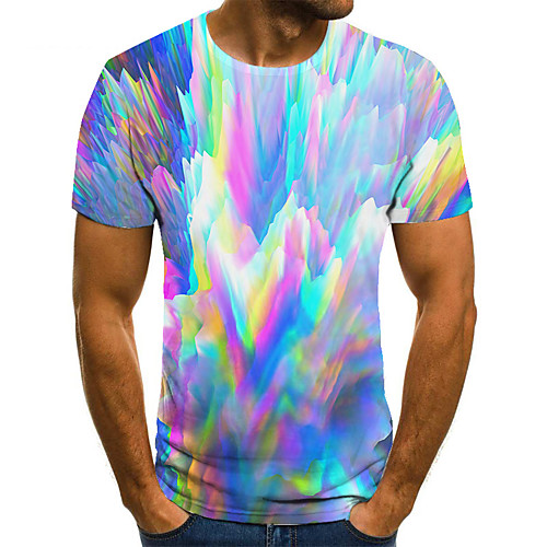 

Men's Unisex Tee T shirt Shirt 3D Print Rainbow Graphic Prints Plus Size Print Short Sleeve Casual Tops Basic Fashion Designer Big and Tall Round Neck Rainbow