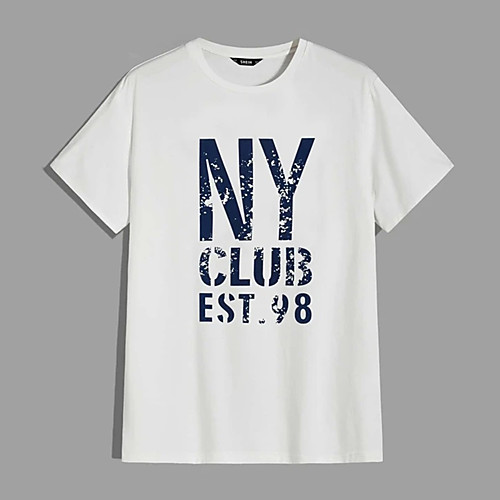 

Men's Tee T shirt Hot Stamping Graphic Prints Letter Print Short Sleeve Casual Tops 100% Cotton Basic Designer Big and Tall White