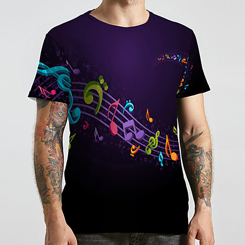 

Men's Unisex Tee T shirt 3D Print Symbol Graphic Prints Plus Size Print Short Sleeve Casual Tops Fashion Designer Big and Tall Navy Blue