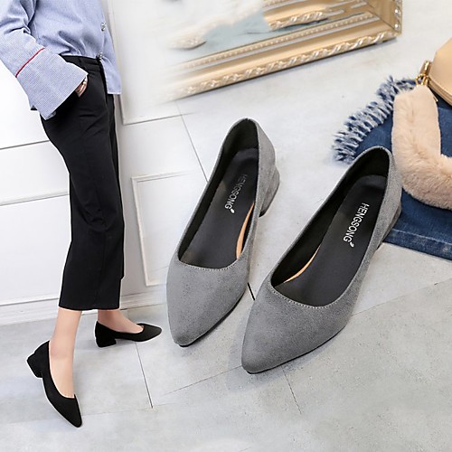 

Women's Slippers & Flip-Flops Flat Heel Open Toe Suede Solid Colored Black Gray
