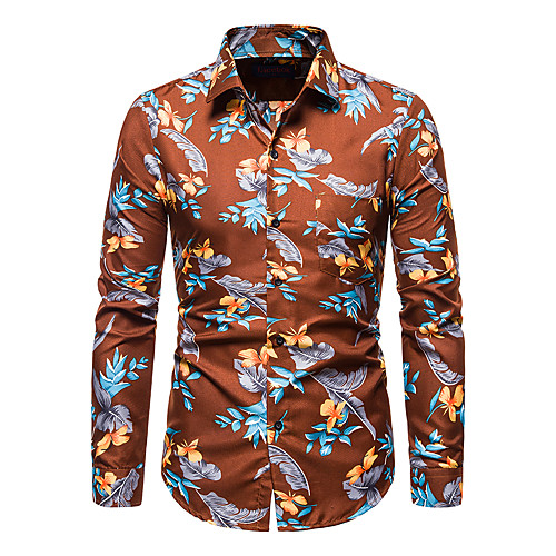 

Men's Shirt 3D Print Graphic 3D Print Long Sleeve Casual Tops Slim Fit Beach