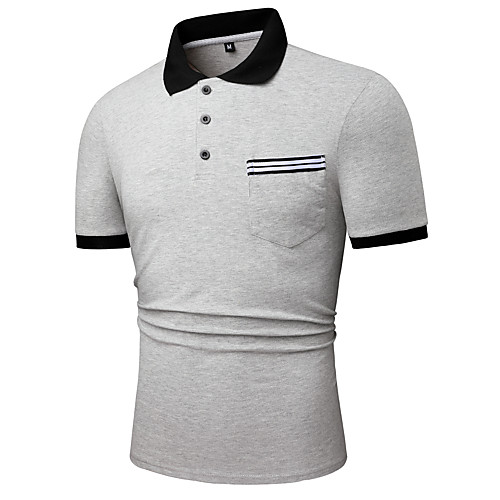 

Men's Golf Shirt Tennis Shirt Other Prints Solid Colored Short Sleeve Casual Tops Cotton Gray