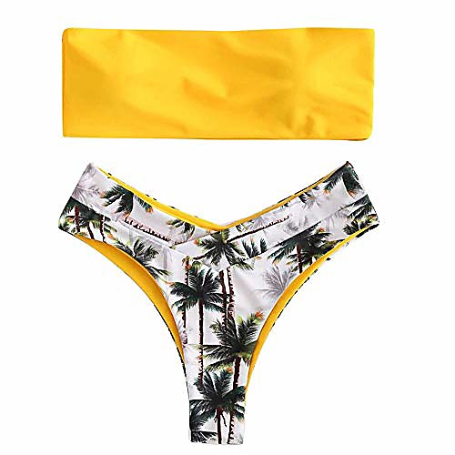 

Women's Bikini 2 Piece Swimsuit High Waist Rock ash Yellow Green Swimwear Bathing Suits New Casual Sexy / Padded Bras