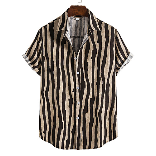 

Men's Shirt Other Prints Striped Short Sleeve Daily Tops Casual Black / Gray