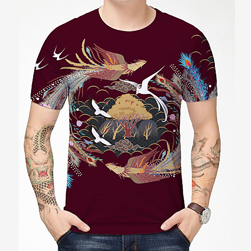 

Men's T shirt 3D Print Dragon Graphic Graphic Prints 3D Print Short Sleeve Daily Tops Chinese Style Casual Wine Dark Green