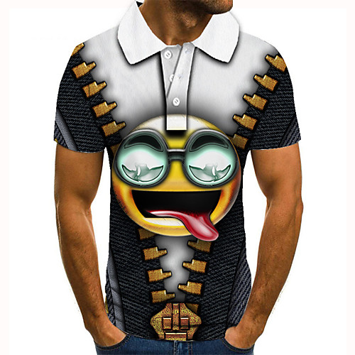 

Men's Golf Shirt Tennis Shirt 3D Print Graphic Prints Grimace Zipper Button-Down Short Sleeve Street Tops Casual Fashion Cool Black / Sports