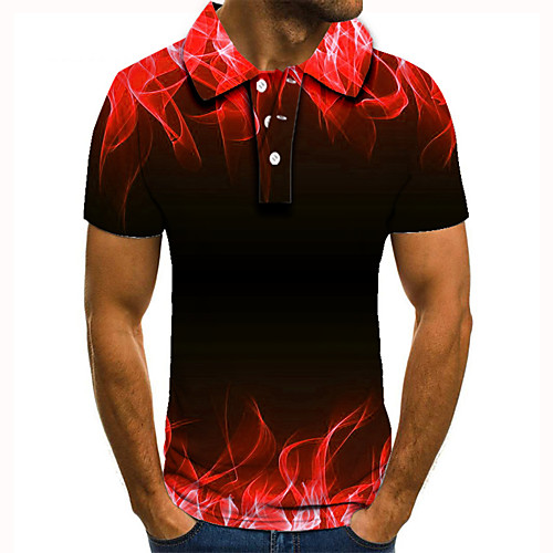 

Men's Golf Shirt Tennis Shirt 3D Print Graphic Prints Streamer Button-Down Short Sleeve Street Tops Casual Fashion Cool Red / Sports