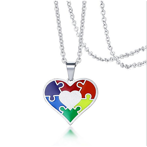 

Couple's Pendant Necklace Classic Heart Fashion Stainless Steel Rainbow 50 cm Necklace Jewelry 1pc For Anniversary Gift Birthday Party Festival