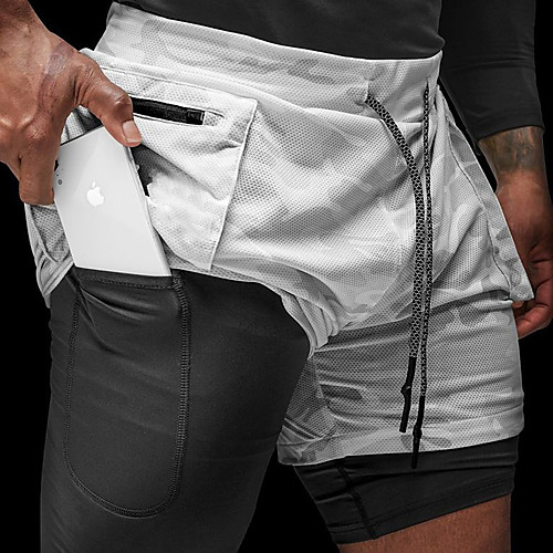 

Men's Casual / Sporty Athleisure Breathable Sports Daily Beach Chinos Shorts Pants Camouflage Short Drawstring Elastic Waist Black Camouflage White