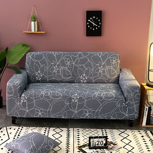 

Gray Abstract Print Dustproof All-powerful Stretch Sofa Cover Super Soft Fabric with One Free Boster Case