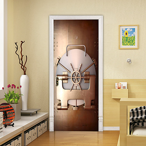 

3D 2pcs Self-adhesive Creative Door Stickers Living Room Bedroom Diy Decorative Home Waterproof Wall Stickers 77x200cm