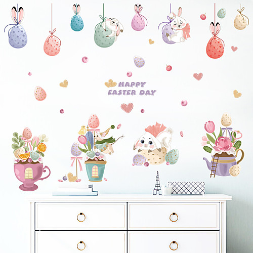

Cartoon Candy Bunny Egg Pendant Potted Children Room Bedroom Kindergarten Wall Background Decoration Wall Sticker