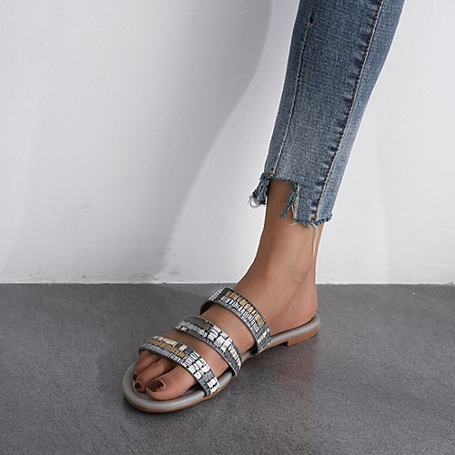 

Women's Sandals Outdoor Slippers Flat Heel Faux Fur Dusty Rose Gray