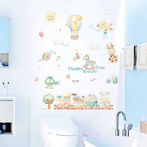 

Cartoon Happy Every Day Balloon Happy Little Train Children's Room Bedroom Kindergarten Background Decoration Wall Stickers 50x70cm