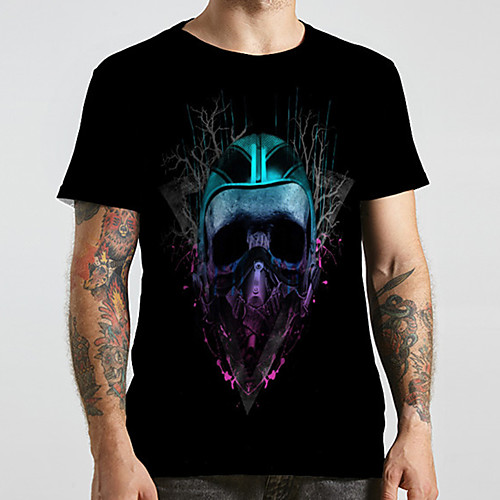 

Men's Unisex Tee T shirt 3D Print Graphic Prints Skull Plus Size Print Short Sleeve Casual Tops Fashion Designer Big and Tall Black