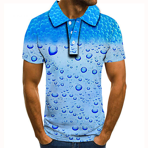 

Men's Golf Shirt Tennis Shirt 3D Print 3D Graphic Prints Button-Down Short Sleeve Street Tops Casual Fashion Cool Blue / Sports