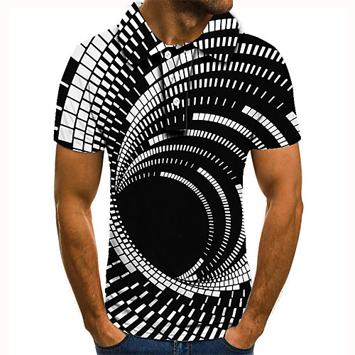 

Men's Golf Shirt Tennis Shirt 3D Print 3D Graphic Prints Button-Down Short Sleeve Street Tops Casual Fashion Cool Black / Sports