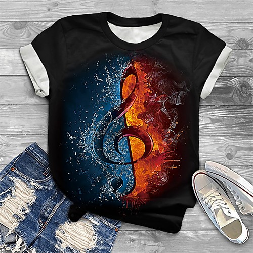 

Women's Plus Size Tops T shirt Graphic Color Block Print Short Sleeve Crewneck Basic Black Big Size XL XXL 3XL 4XL 5XL / Holiday