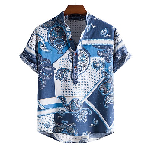 

Men's Golf Shirt Tennis Shirt Other Prints Graphic Print Short Sleeve Vacation Tops Streetwear Exaggerated Blue