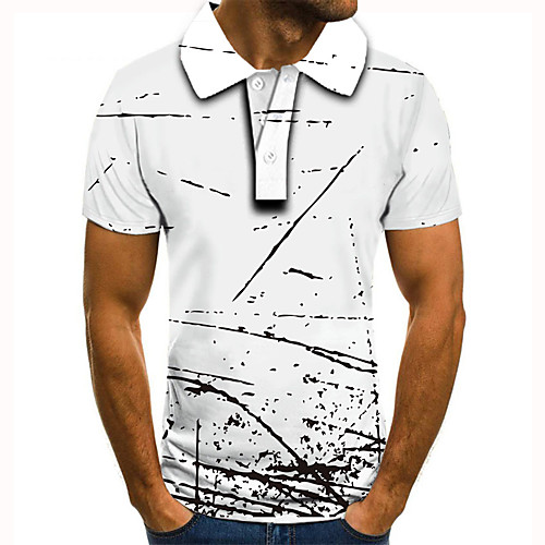 

Men's Golf Shirt Tennis Shirt 3D Print Graphic Prints Linear Button-Down Short Sleeve Street Tops Casual Fashion Cool White / Sports