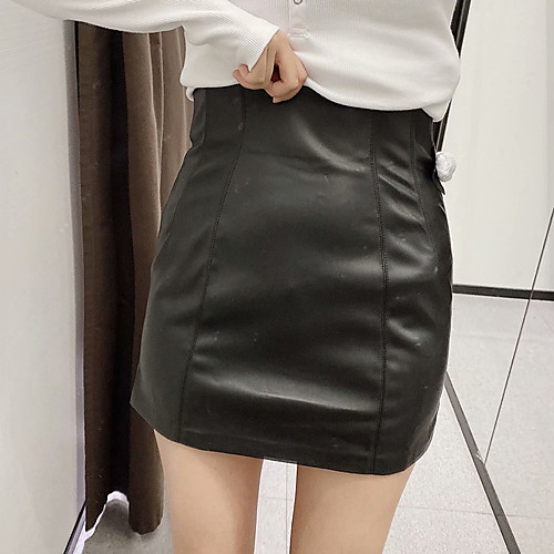 

Women's Club Weekend Party Streetwear Skirts Solid Colored Black Khaki