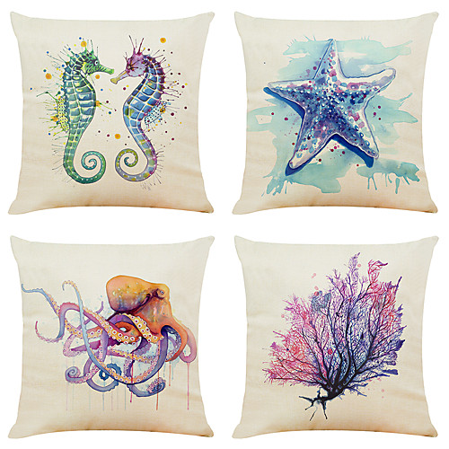 

Cushion Cover 4PCS Faux Linen Soft Decorative Square Throw Pillow Cover Cushion Case Pillowcase for Sofa Bedroom 45 x 45 cm (18 x 18 Inch) Superior Quality Machine Washable