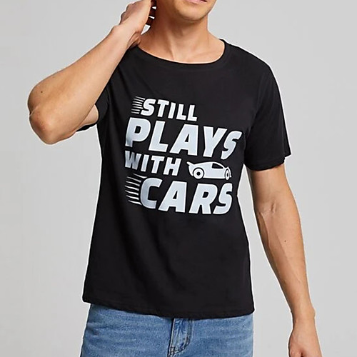 

Men's Tee T shirt Hot Stamping Graphic Prints Letter Print Short Sleeve Casual Tops 100% Cotton Basic Designer Big and Tall Black