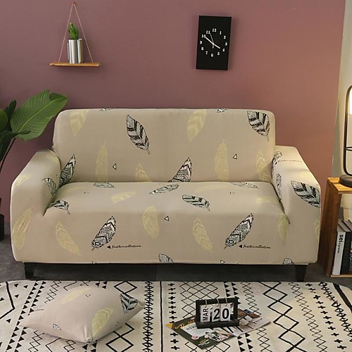 

Feather Print Dustproof All-powerful Stretch Sofa Cover Super Soft Fabric with One Free Boster Case