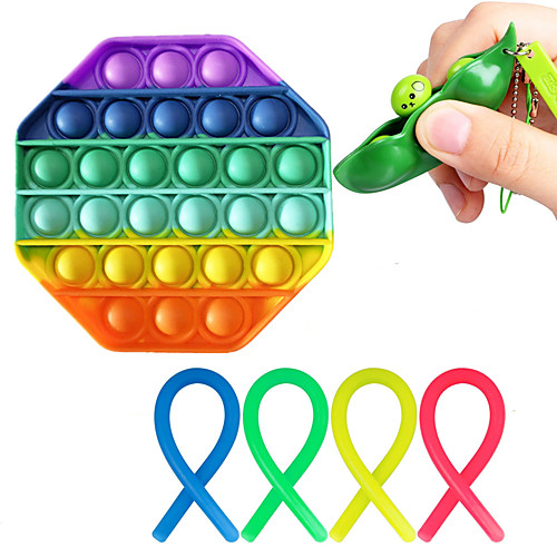 

6 pcs Push Pop Bubble Sensory Toy Autism Needs Squishy Stress Reliever Toys Adult Child Funny Anti-stress Push It Fidget Reliver Stress
