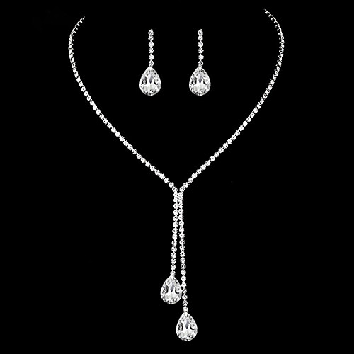 

Women's Jewelry Set Bridal Jewelry Sets Tennis Chain Pear Simple Elegant Fashion European Rhinestone Earrings Jewelry Silver For Wedding Anniversary Gift Engagement Prom 1 set