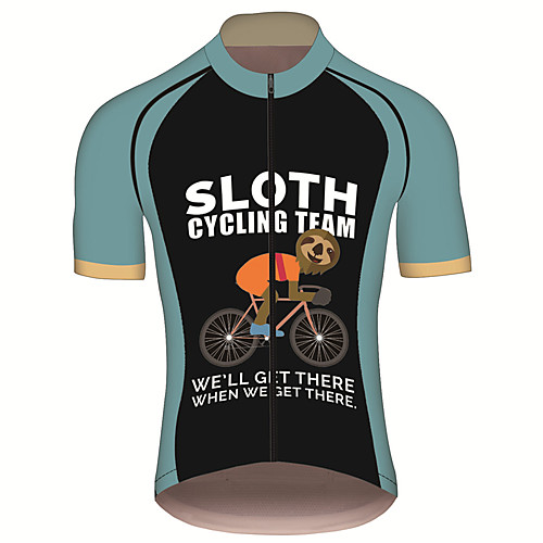 

21Grams Men's Short Sleeve Cycling Jersey Summer Spandex Polyester Bule / Black Red Yellow Sloth Animal Bike Jersey Top Mountain Bike MTB Road Bike Cycling UV Resistant Quick Dry Breathable Sports
