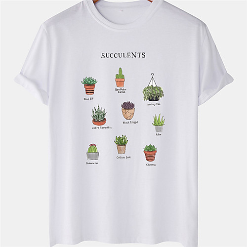 

Men's Unisex Tee T shirt Hot Stamping Plants Plus Size Short Sleeve Casual Tops 100% Cotton Basic Designer Big and Tall White Yellow Blushing Pink